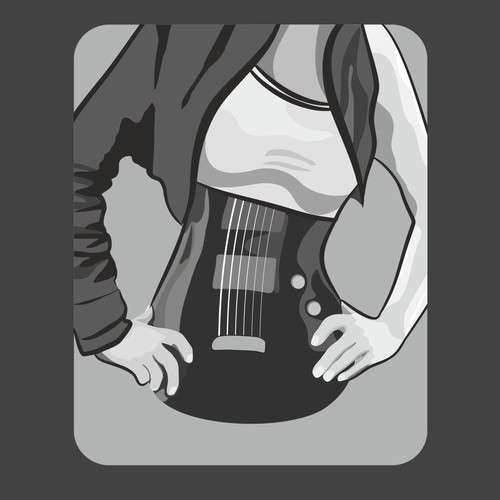 Chest design with the title 'Guitar girl illustration'
