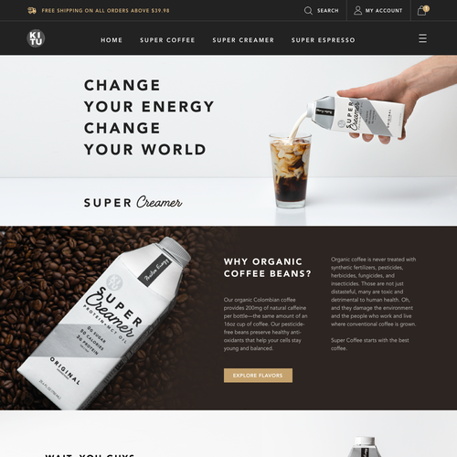 Product website with the title 'Product page for coffee brand'