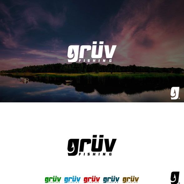 Fishing hook logo with the title 'Logo for Grüv Fishing'