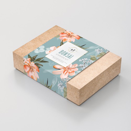 Plant packaging with the title 'Label Packaging For Bonsai Set'