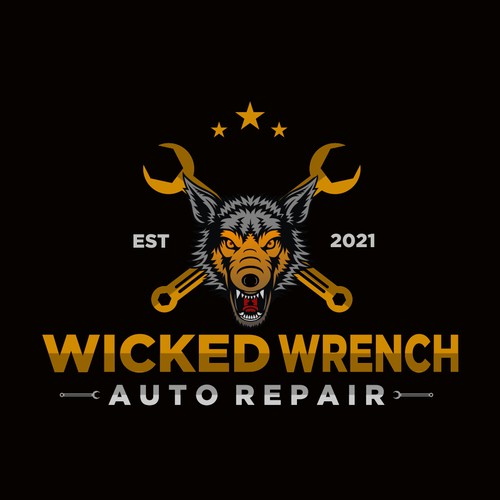 Wolf brand with the title 'WICKED WRENCH AUTO REPAIR'