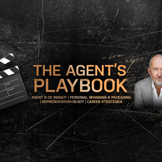Movie design with the title 'The Agent's Playbook Youtube Banner'