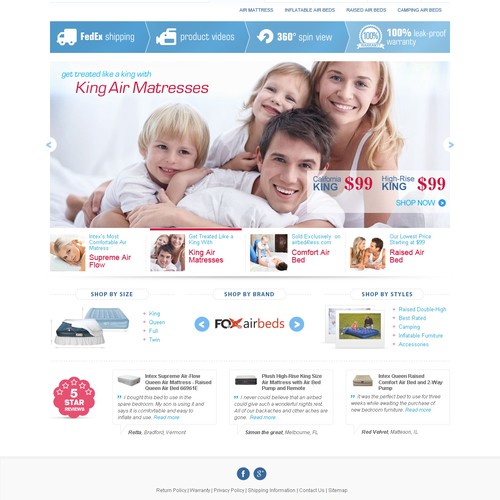 Mattress design with the title 'Website design for AirMattress.com'