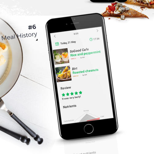 UI design with the title 'Nutrition app'