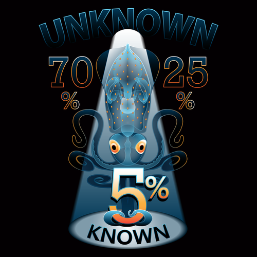 Science t-shirt with the title 'Tshirt Design to represent unknown knowledge of the universe'