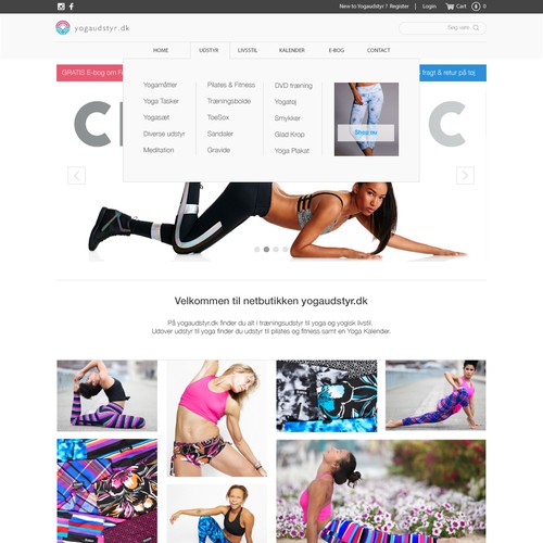 Yoga website with the title 'Web Page Design for Copenhagen Yoga Shop'