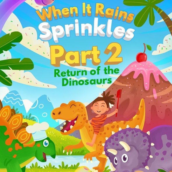 Dinosaur artwork with the title 'When it rains sprinkles part 2 '