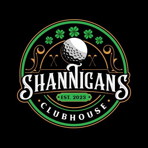Irish logo with the title 'Logo for golf course clubhouse with an Irish theme'