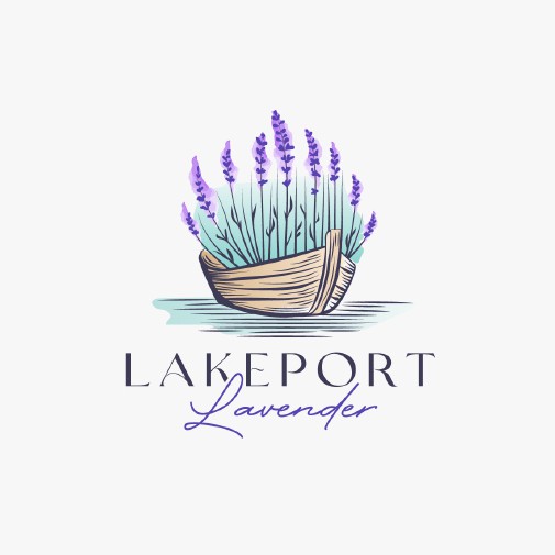 Lavender logo with the title 'Organic floral logo'