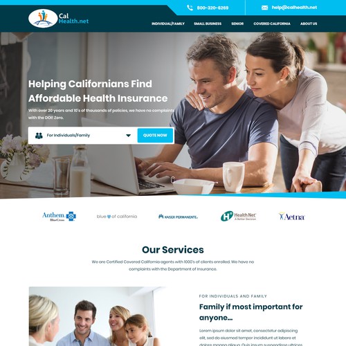 Health website with the title 'Health Insurance Website'