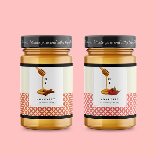 Honey label with the title 'label design for honeysty'