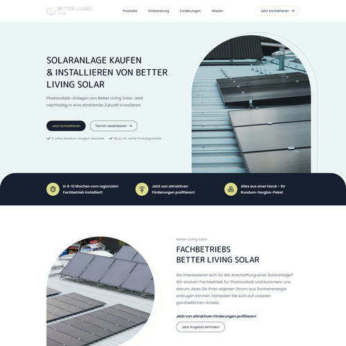 Solar design with the title 'BIG German SOLAR START Web Design'