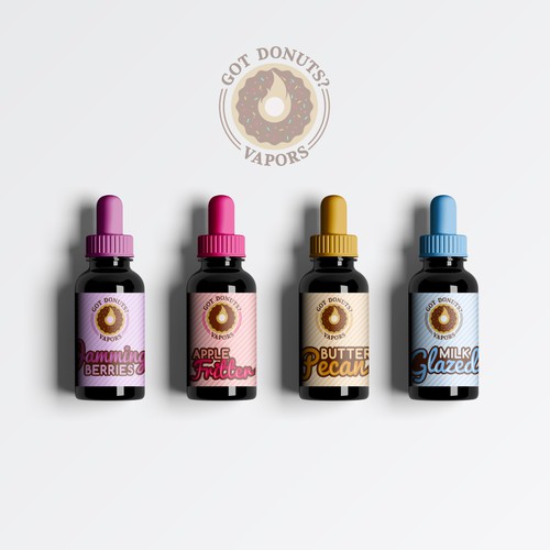 Donut design with the title 'Label for E-liquid Brand'