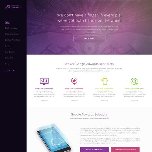 Purple website with the title 'Google adwords specialists'