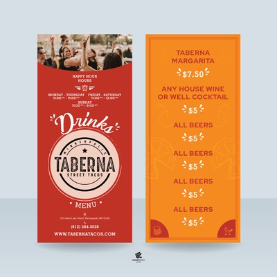 Taberna Stand Table Drinks Menu Design