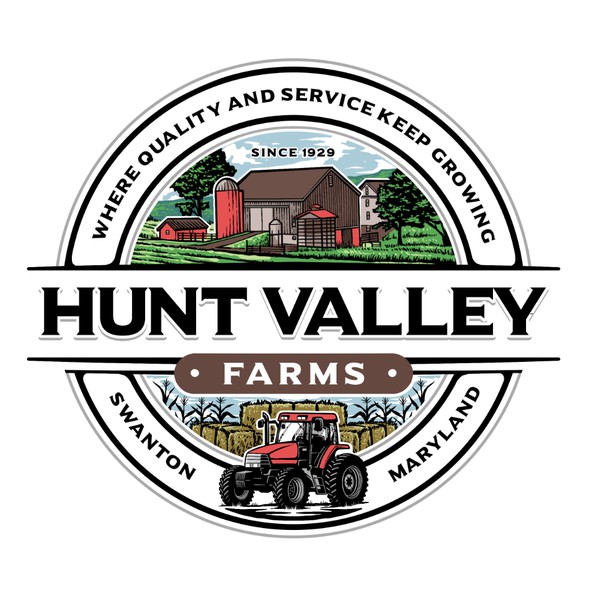 Tractor design with the title 'Hunt Valley Farms Logo Design'