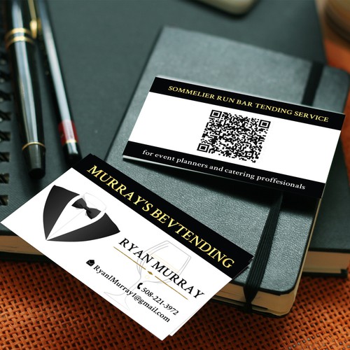 Barcode design with the title 'Business card for sommelier run bar tending service'