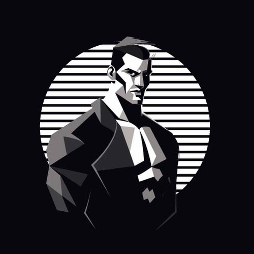 Muscle logo with the title 'Muscles men geometric logo '