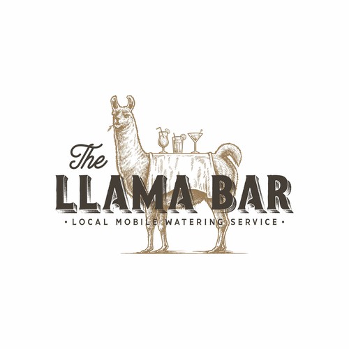Llama design with the title 'Vintage hand-drawn logo for The Llama Bar'