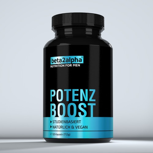 Luxury label with the title 'Masculine product packaging design for mens nutritions product'