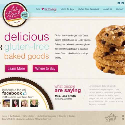 Homepage website with the title 'Gluten Free Bakery Needs Clever & Creative Web Site'
