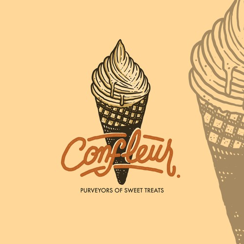Freehand logo with the title 'Ice cream cone'