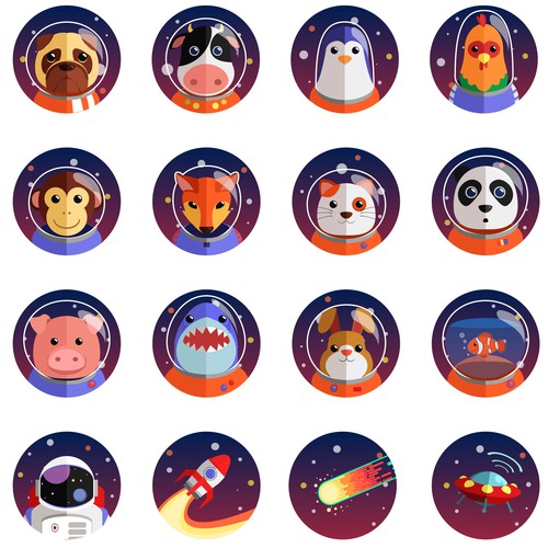 Character artwork with the title 'Space Avatars for new App'