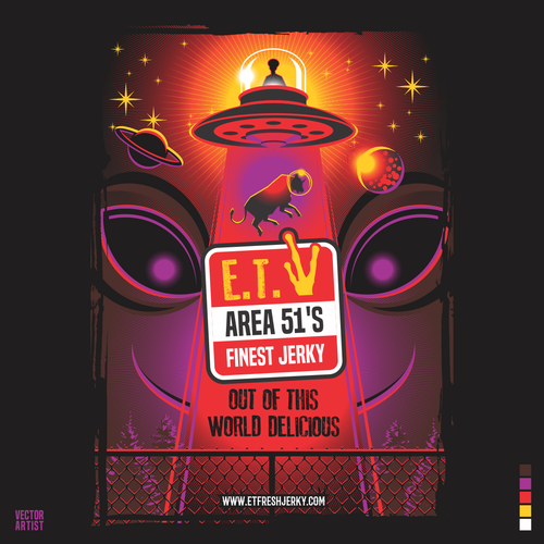 Outerspace design with the title 'Area 51 Jerky'