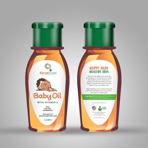 Oil label with the title 'BABY OIL LABEL DESIGN'