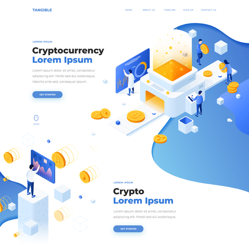 Finance website with the title 'Create an exciting Homepage for a gold backed crypto company.'