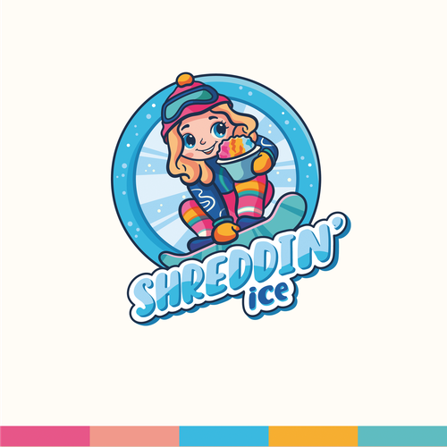 Boy and girl logo with the title 'Logo-design for a company that sells shaved ice dessert'