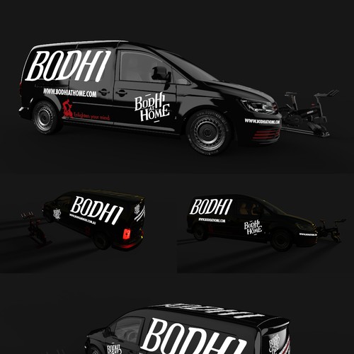 VW design with the title 'Car wrap - BODHI spinning studio'