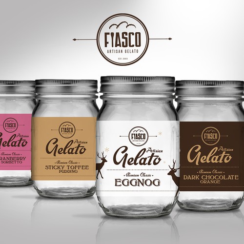 Egg design with the title 'Holiday Mason Jar packaging for Fiasco Artisan Gelato'