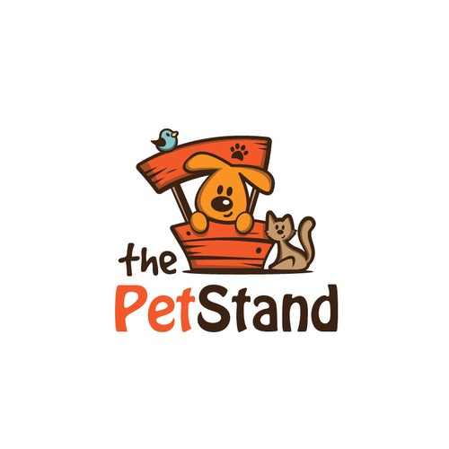 Dog, cat, and bird logo with the title 'Logo for pet products selling'