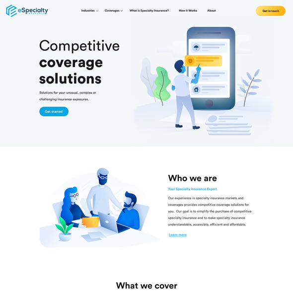 Insurance website with the title ' Modern insurance website design'