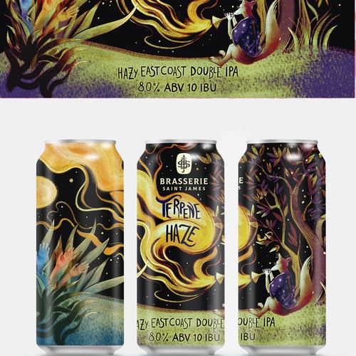Beer label with the title 'Hazy Magical Can Design for Brasserie Saint James'
