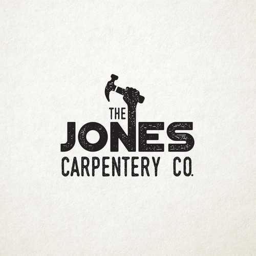 Hammer design with the title 'The Jones carpentery co.'