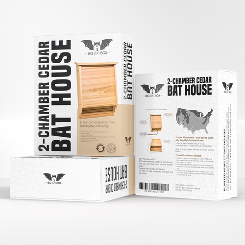 Carton packaging with the title 'Have fun Designing packaging for a Bat House'