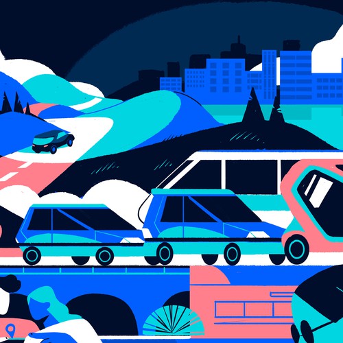 Animated illustration with the title 'concept for mural'