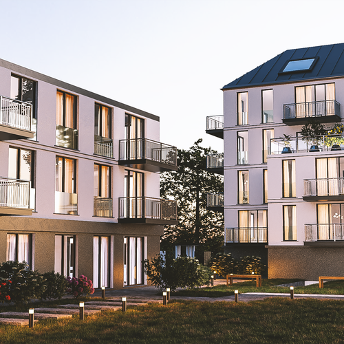 Architecture design with the title '3D Rendering of appartment complex'