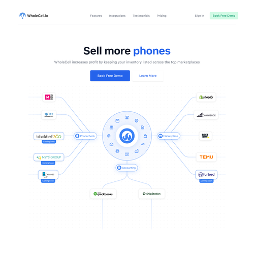 Website illustration with the title 'Modern SaaS Landing Page UI/UX - E-Commerce Inventory Platform'