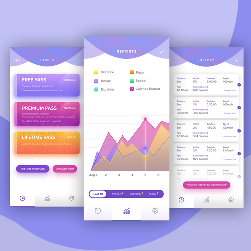Tracker design with the title 'Treadmill Tracker app'
