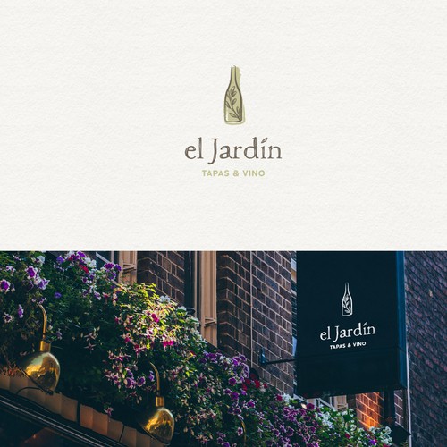 Bottle logo with the title 'Logo for Tapas&Wine Bar'