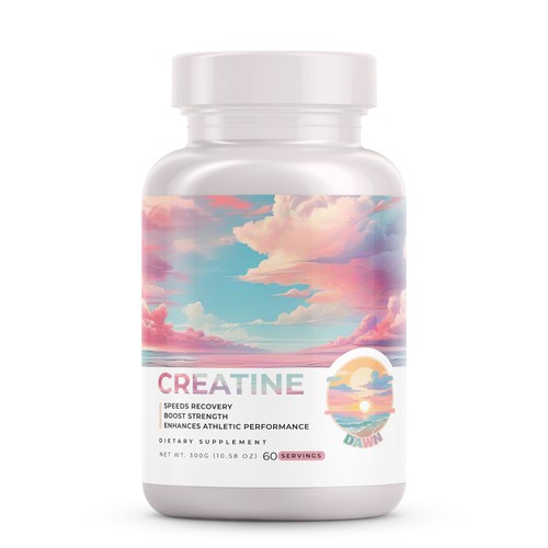 Design label with the title 'Packaging for fitness supplement brand'