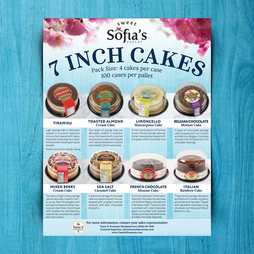 Cake design with the title 'Sell sheet for Taste It Presents Inc. (NJ, USA)'