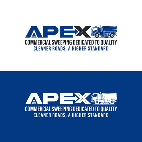 Cleaning and maintenance logo with the title 'APEX Commercial Sweeping Logo | Professional Street Sweeper Branding'