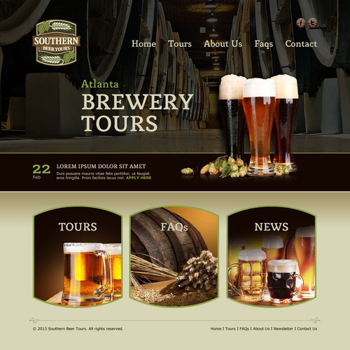 Brewery design with the title 'Create a website for a new beer tour company in Atlanta! More opportunities to follow!'