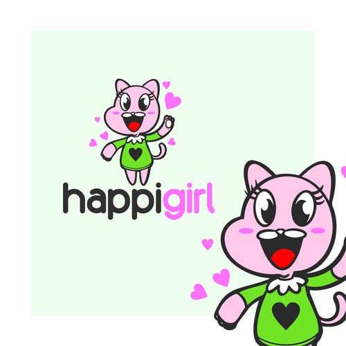 Kitten design with the title 'happy girl'