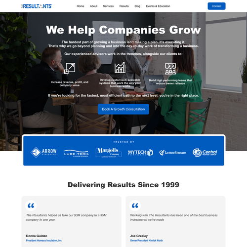 Consultant website with the title 'WEb Page design for busines consulting firm'