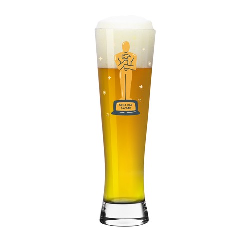 Photoshop illustration with the title 'Father's Day drinking glass design'